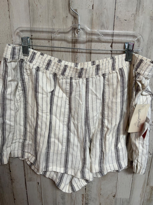 GREY/IVORY UNIVERSAL THREAD NEW STRIPE LINEN SHORTS, LADIES XL