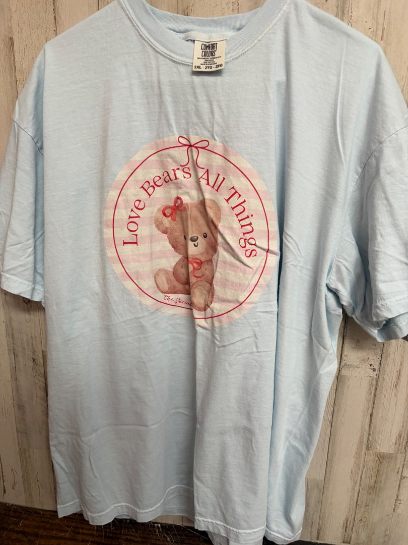 BLUE COMFORT COLORS LOVE BEARS ALL THINGS TEE, LADIES 2X