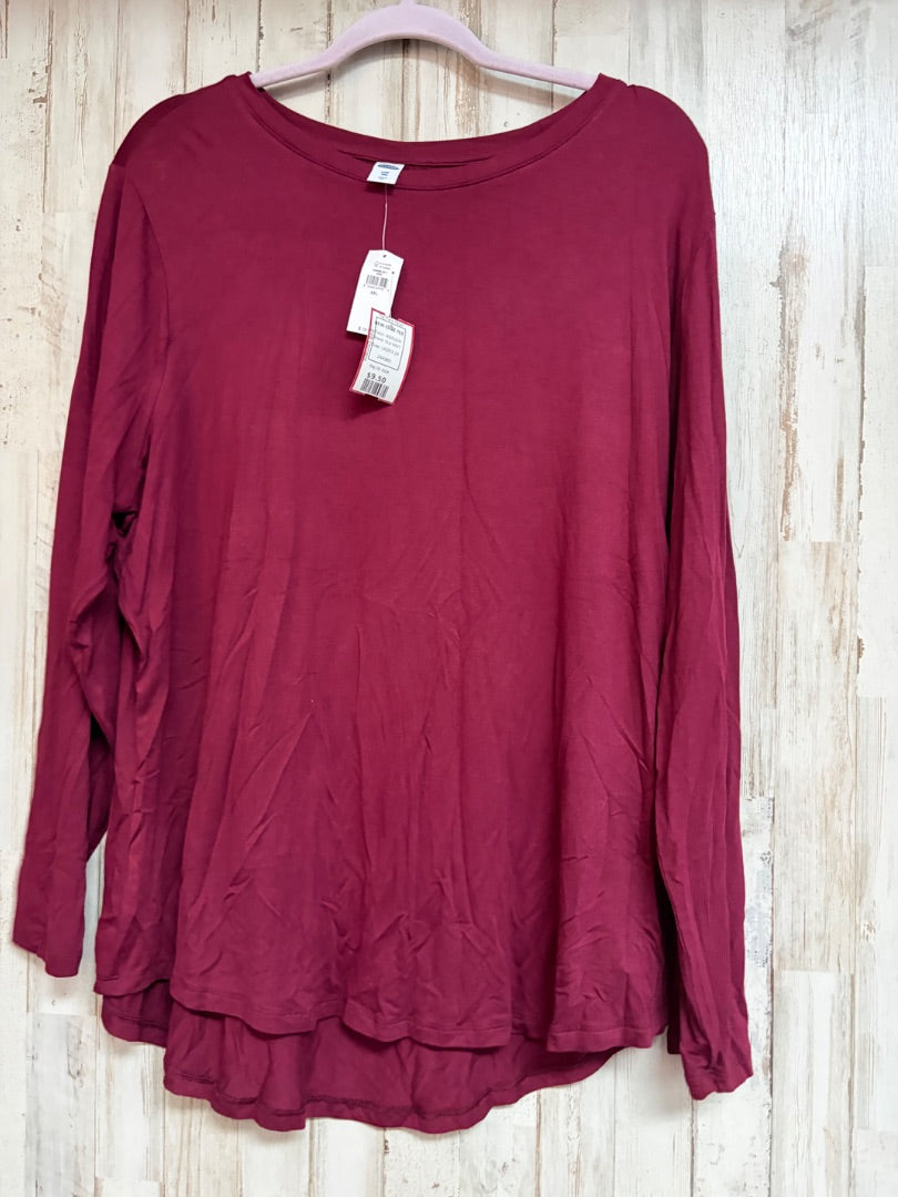 MAROON OLD NAVY NEW LUXE TEE, LADIES 2X