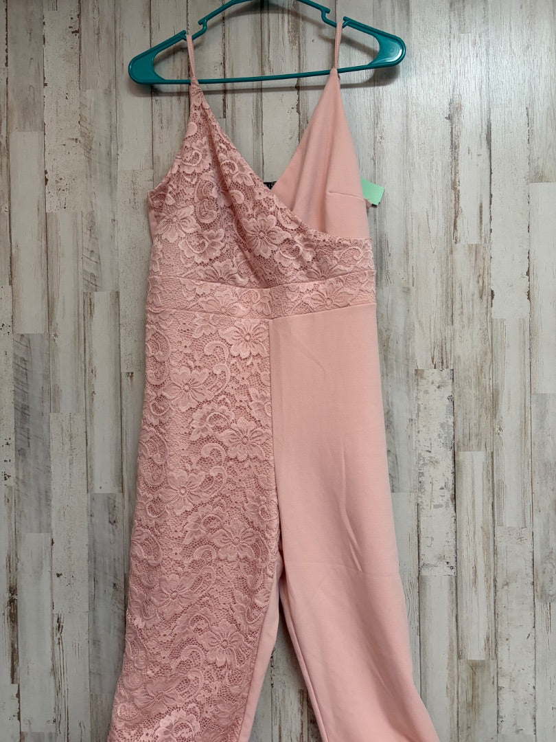 BLUSH PINK VENUS HALF LACE STRAP ROMPER, LADIES L