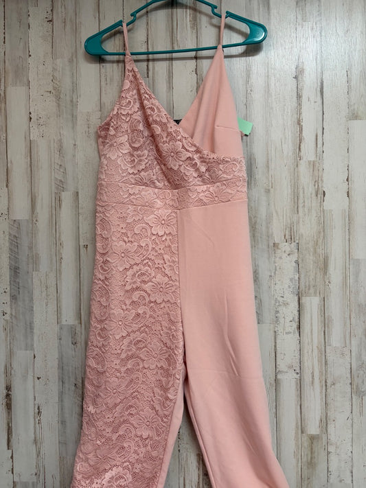 BLUSH PINK VENUS HALF LACE STRAP ROMPER, LADIES L