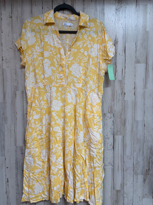 YELLOW  FLORAL COLLAR DRESS, LADIES L