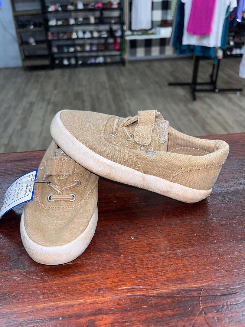 TAN SPERRY VELCRO SNEAKERS, SHOES 9