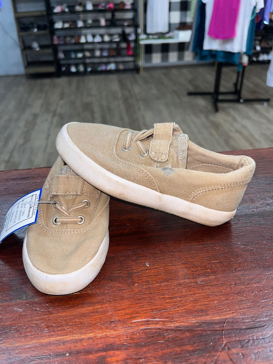 TAN SPERRY VELCRO SNEAKERS, SHOES 9