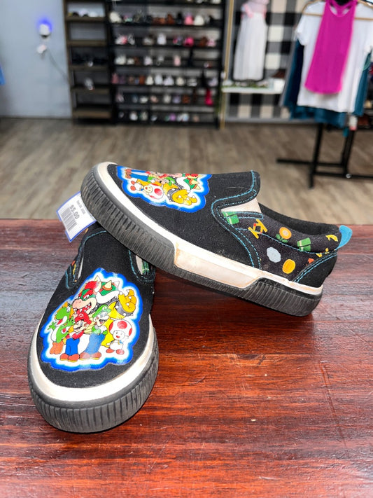 BLACK MARIO CHARACTER SLIP ON SNEAKERS, SHOES 11