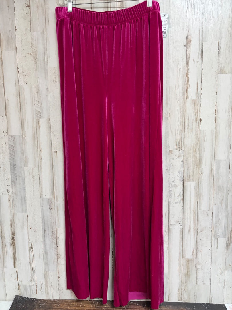 FUCHSIA ZENANA VELVET WIDE LEG PANTS, LADIES XL