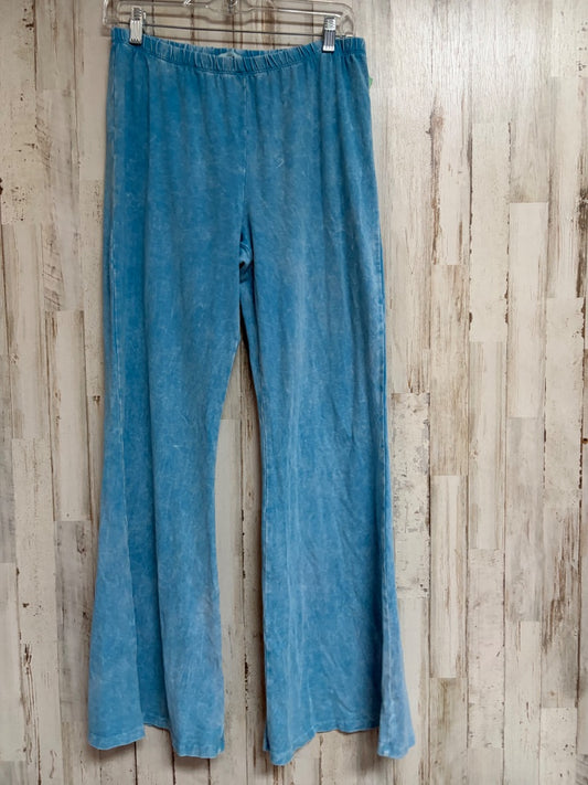 BLUE CHATOYANT ACID WASHED PULL ON FLARES, LADIES XL