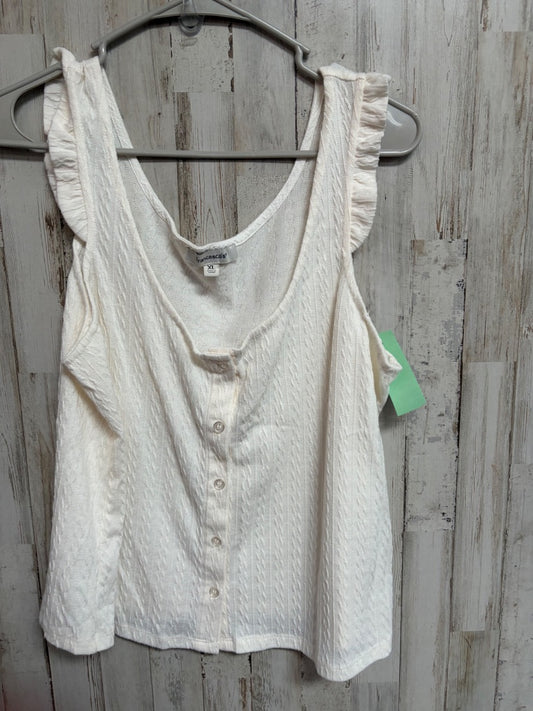 IVORY FRANCESCAS RIBBED STRIPE BUTTON TANK, LADIES XL