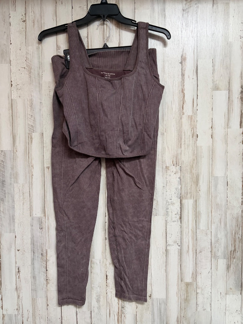 BROWN HARMONY BALANCE RIBBED 2PC ATHLETIC SET, LADIES XL