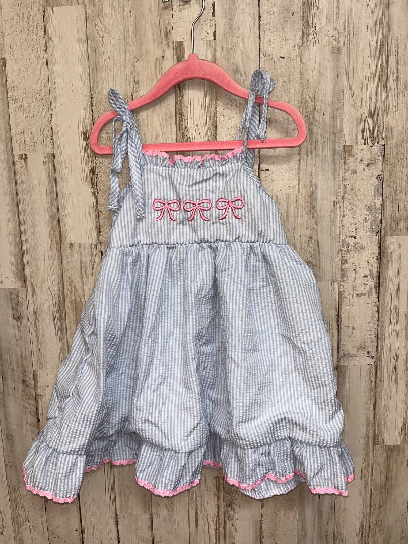 BLUE ABBY & EVIE BOW SEERSUCKER DRESS, GIRL 3T