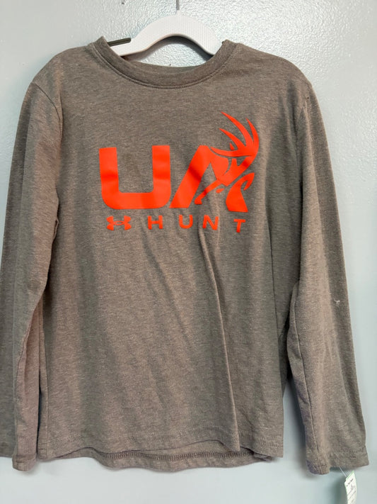 GREY UNDER ARMOUR LOGO HUNT LONG SLEEVE, BOY 6