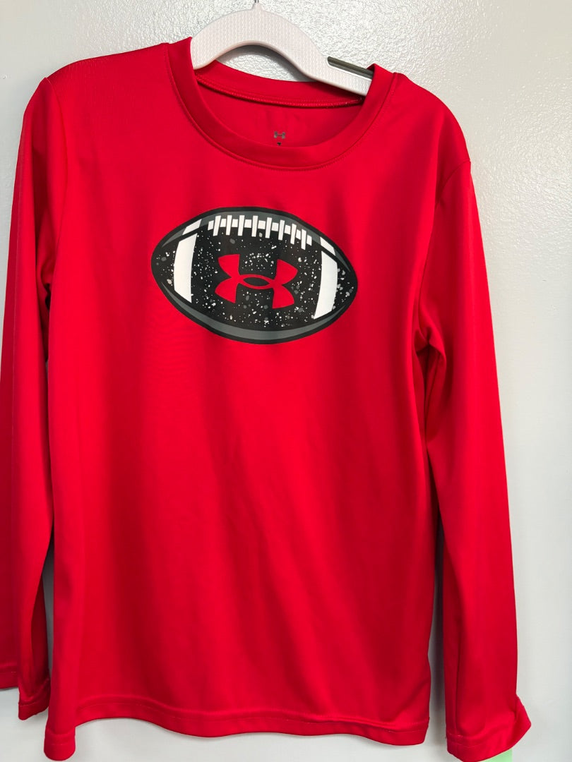 RED UNDER ARMOUR FOOTBALL DRY FIT LONG SLEEVE, BOY 7