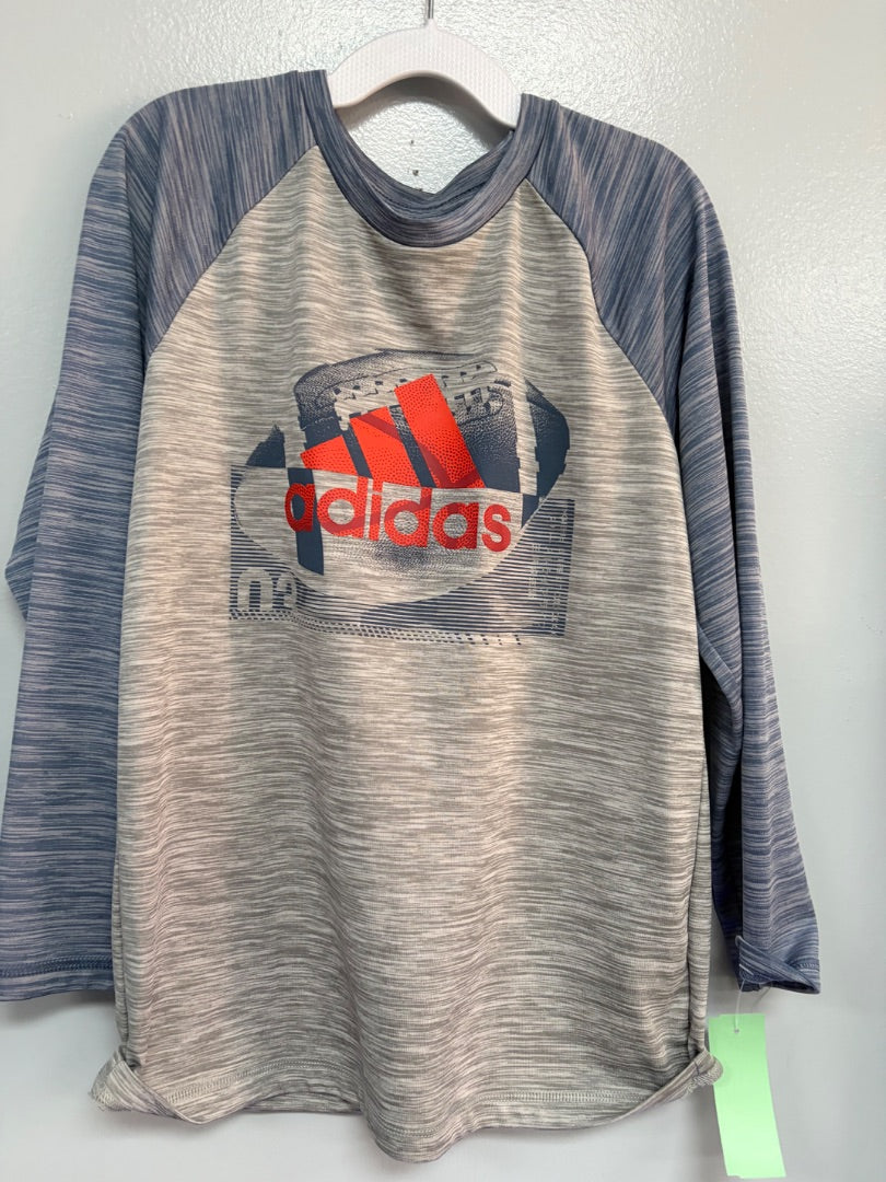 GREY/BLUE ADIDAS LOGO FOOTBALL RAGLAN DRY FIT, BOY 7