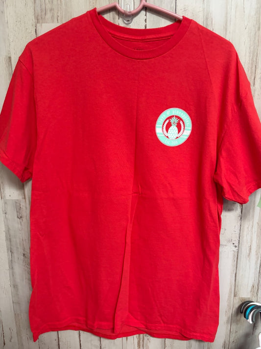 RED LOVE & PINEAPPLES SUNSET CHASER TEE, LADIES L