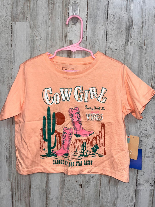 ORANGE BIXBY NEW COWGIRL CROP TEE, GIRL 4T