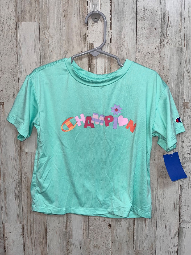 MINT CHAMPION LOGO DRY FIT TEE, GIRL 4T