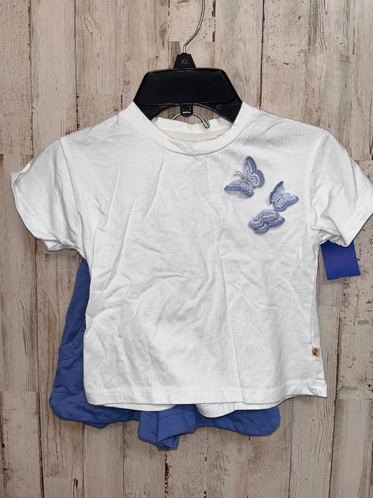 WHITE/BLUE BEARPAW BUTTERFLY 2PC SET, GIRL 4T