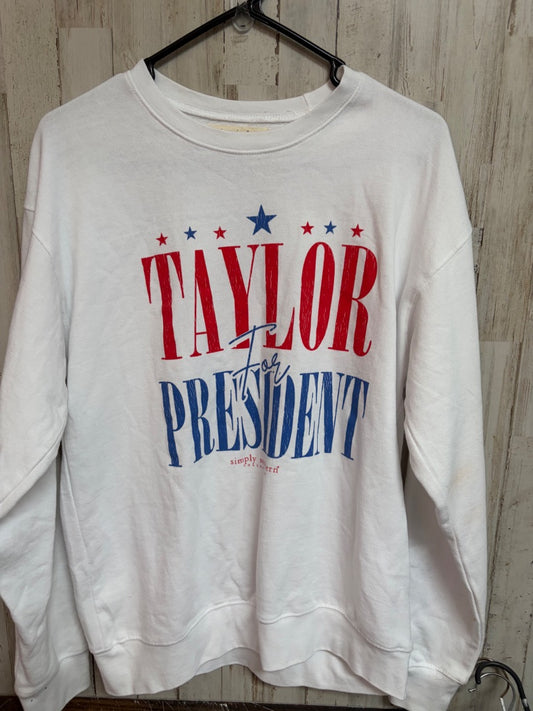 WHITE SIMPLY SOUTHERN TAYLOR FOR PRES SWEATSHIRT, LADIES XS/S