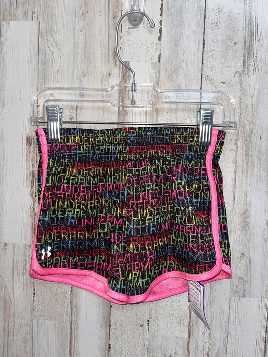 BLACK UNDER ARMOUR LOGO SHORTS, GIRL 4T