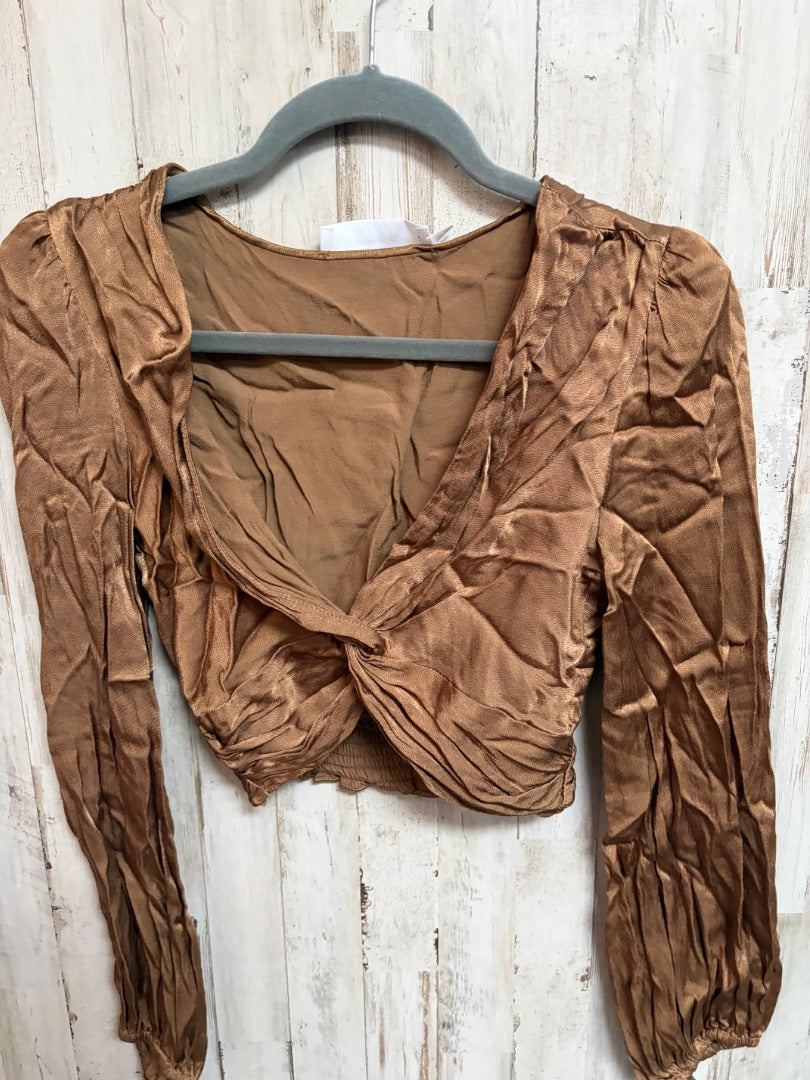 BROWN ASTR SATIN TWIST CROP, LADIES S