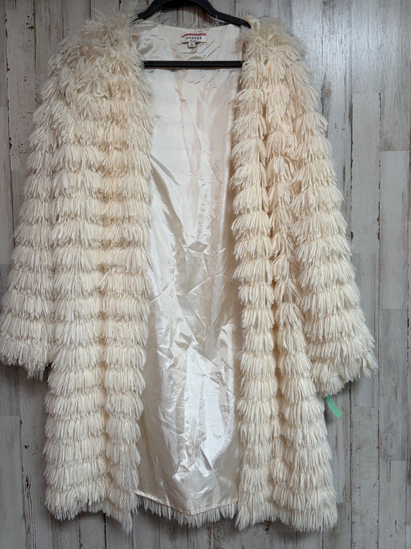 IVORY ANDREE LONG SHAGGY OPEN FRONT JACKET, LADIES S
