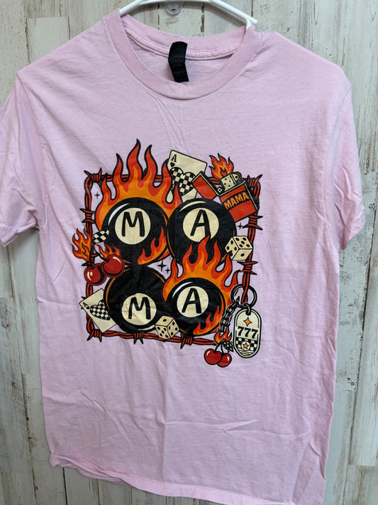 PINK GILDAN MAMA CARDS TEE, LADIES S