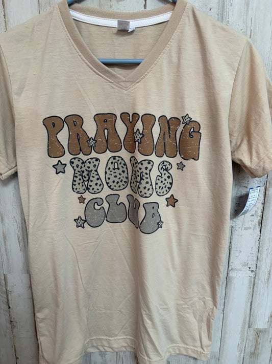 TAN BLANKSFUL PRAYING MOMS CLUB TEE, LADIES S