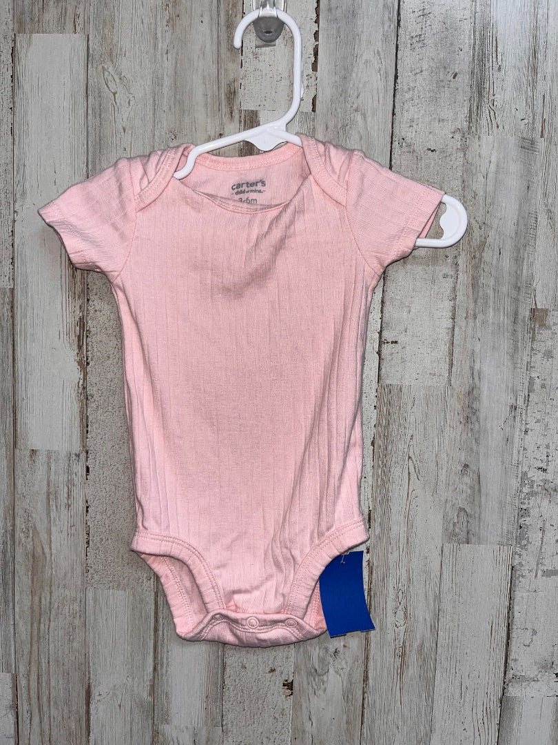 LIGHT PINK CARTERS RIBBED ONESIE, GIRL 3/6M