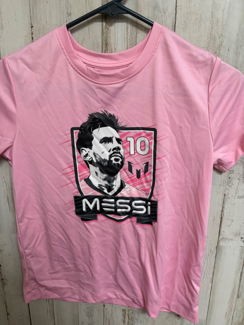 PINK MESSI LOGO DRY FIT TEE, BOY 8