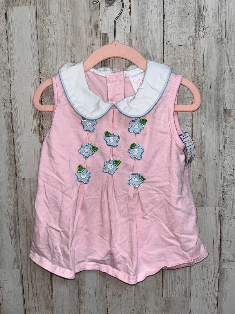 PINK STITCHY FISH FLORAL COLLAR TOP, GIRL 3T