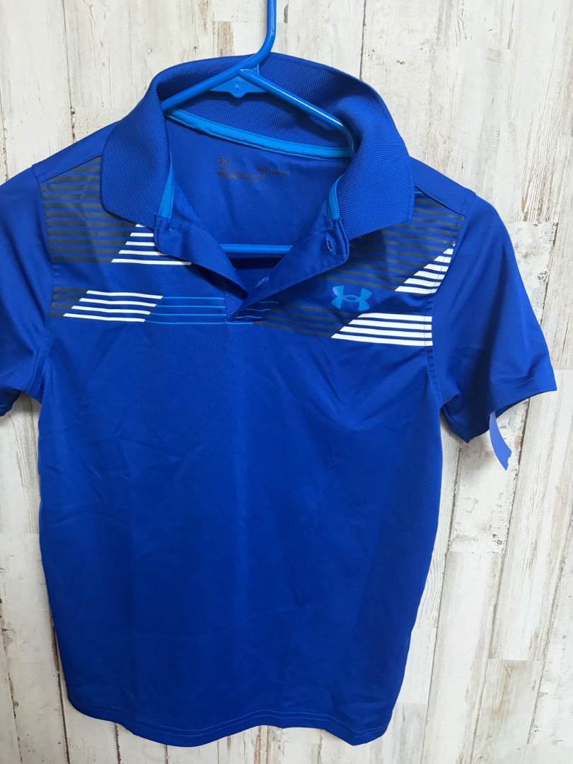 ROYAL BLUE UNDER ARMOUR DRY FIT LOGO POLO, BOY 10/12