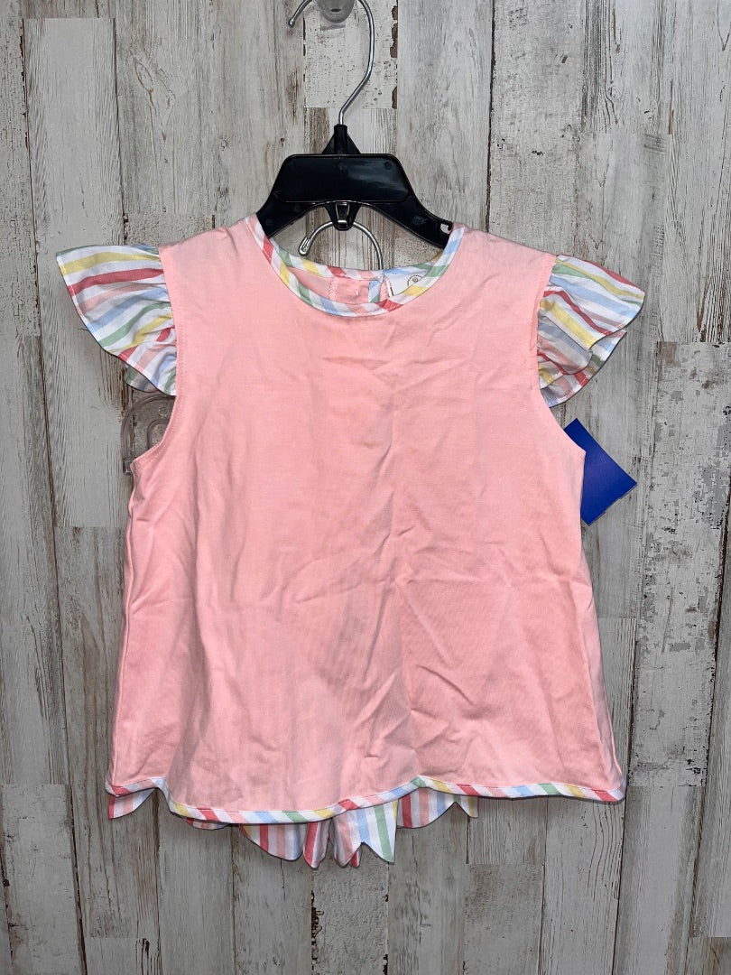 PEACH LULLABY SET STRIPE TRIM 2PC SET, GIRL 3T