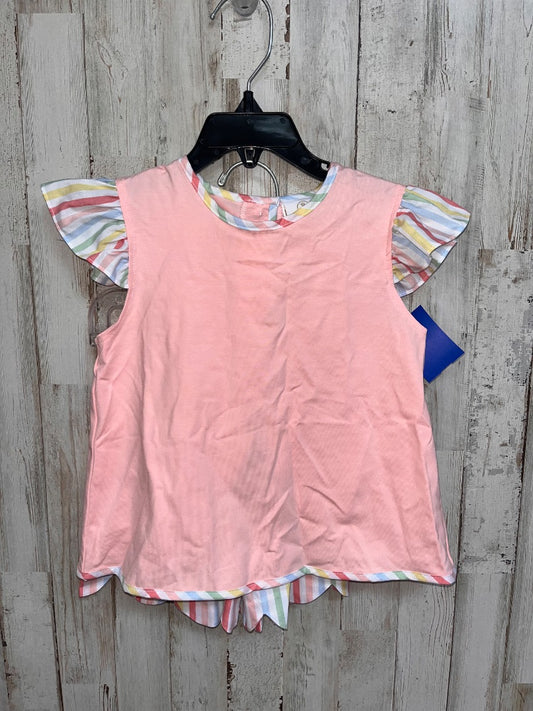 PEACH LULLABY SET STRIPE TRIM 2PC SET, GIRL 3T