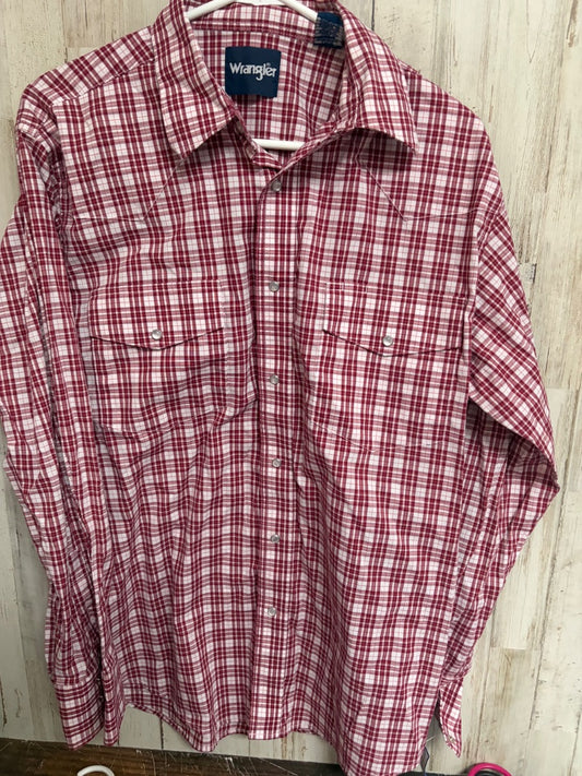 MAROON WRANGLER PEARL SNAP BUTTON UP, BOY ADULT L