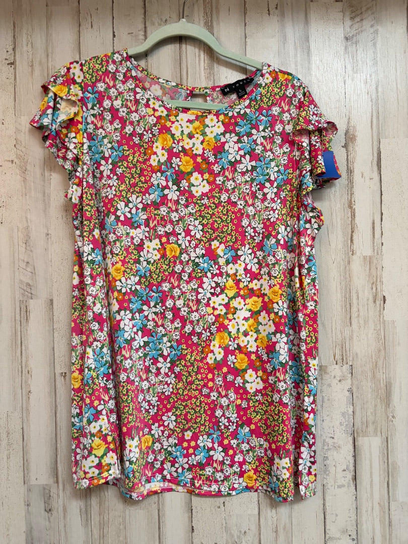 PINK N TOUCH FLORAL TOP, LADIES L