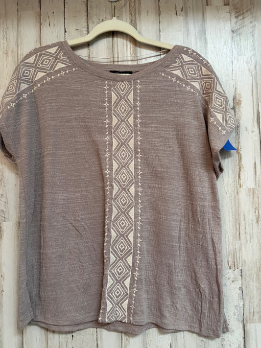 TAUPE CABLE & GAUGE EMBROIDERED TOP, LADIES L