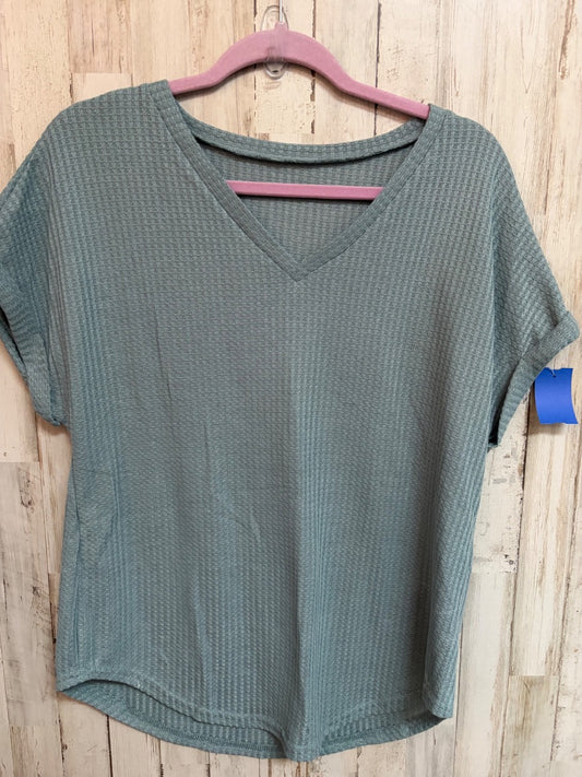 STEEL BLUE SHEIN WAFFLE KNIT TOP, LADIES L