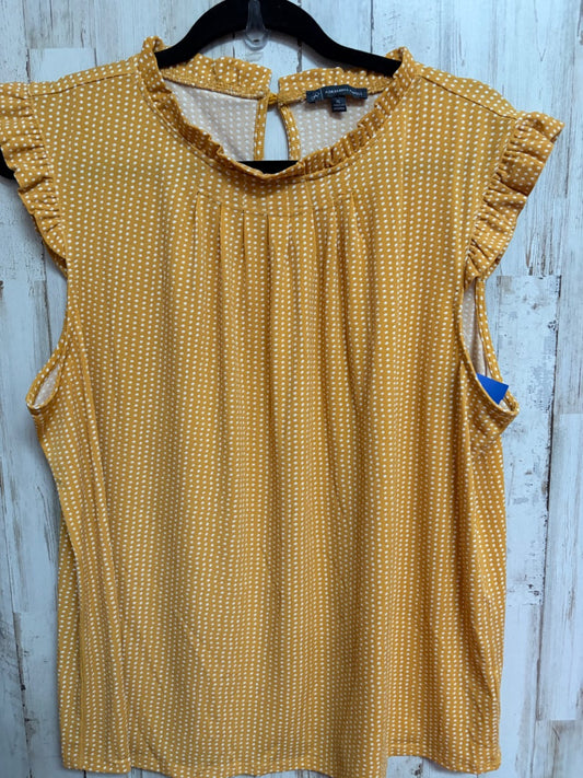 YELLOW ADRIANNA PAPELL POLKA DOT TOP, LADIES XL