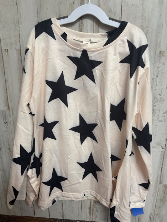 BEIGE  STAR PRINT TOP, GIRLS 12