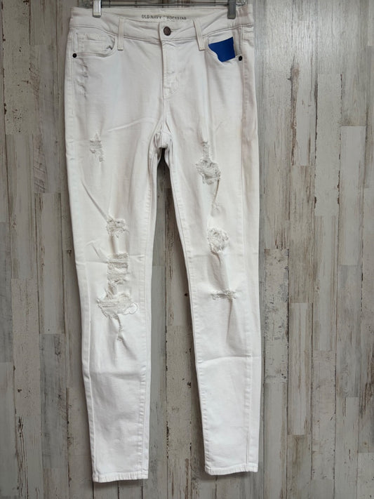 WHITE OLD NAVY ROCKSTAR DISTRESSED SKINNIES SZ 4, LADIES S
