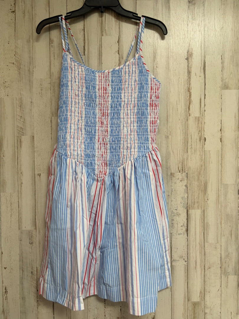 BLUE/RED FREE ASSEMBLY PLAID SMOCKED DRESS, LADIES M