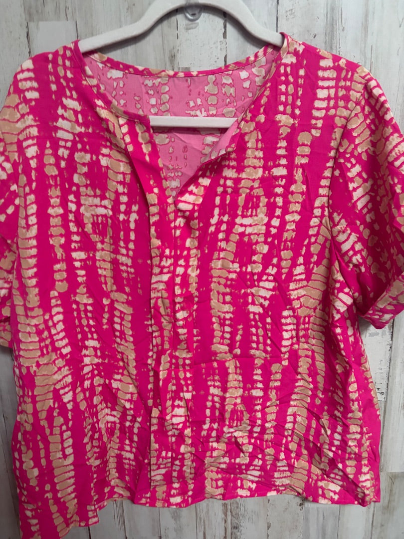 PINK/TAN SHEIN SNAKE SKIN PRINT V NECK, LADIES L