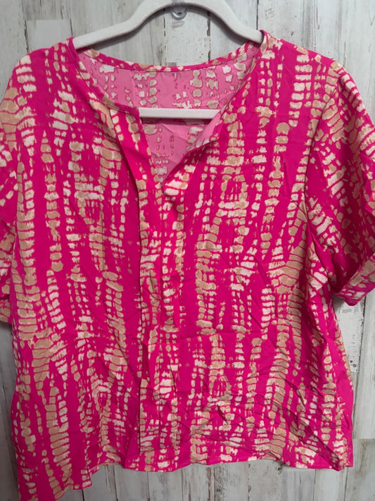 PINK/TAN SHEIN SNAKE SKIN PRINT V NECK, LADIES L