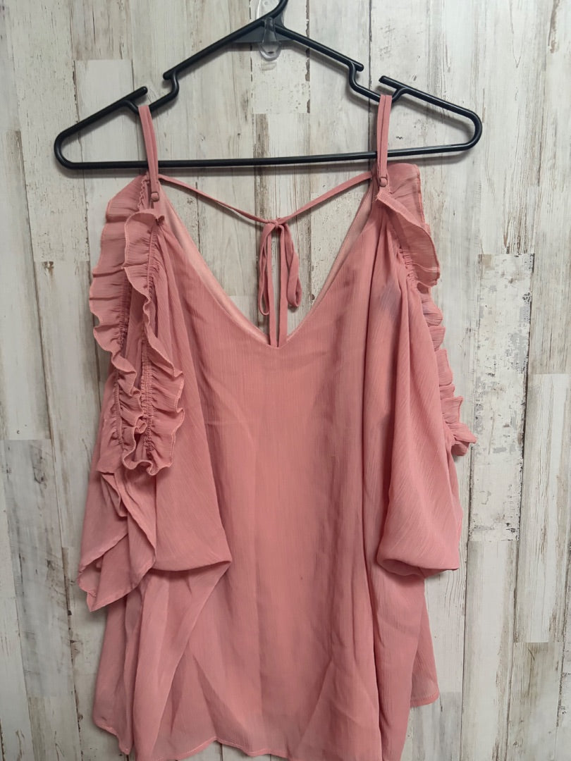 MAUVE BY TOGETHER NEW COLD SHOULDER RUFFLE TOP, LADIES S
