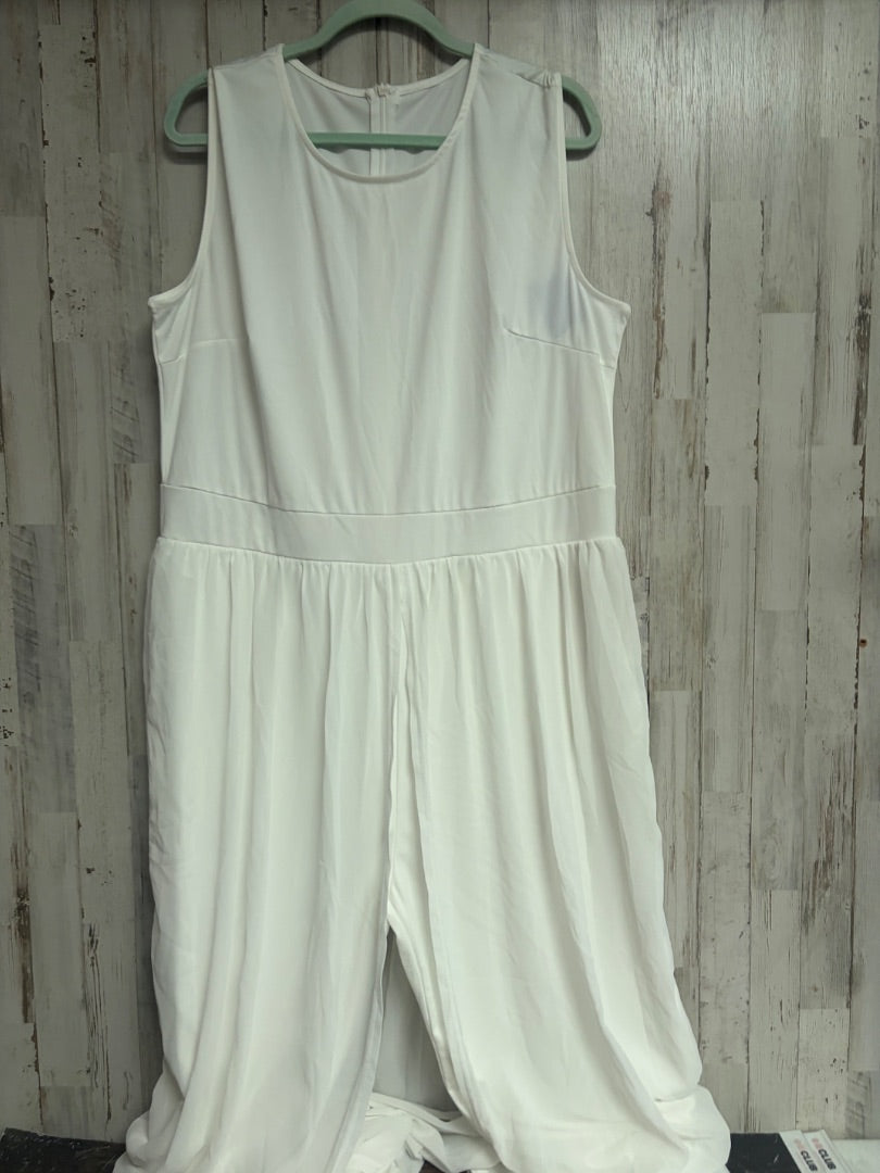 WHITE SHEIN TANK CAPED ROMPER, LADIES 3X