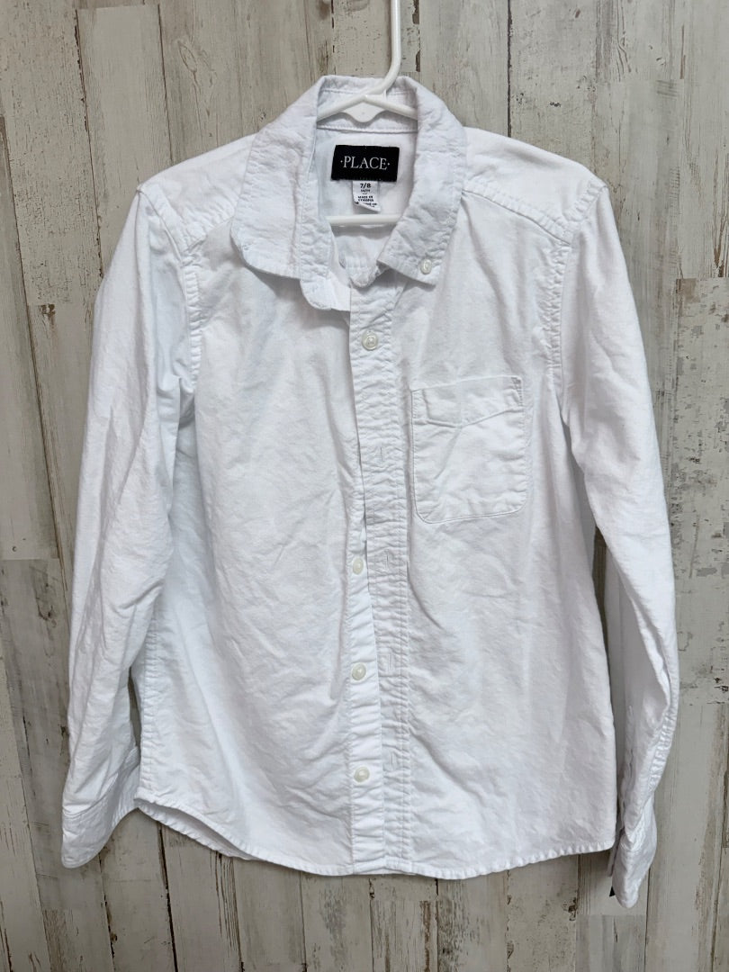 WHITE CHILDRENS PLACE BUTTON UP, BOY 7/8