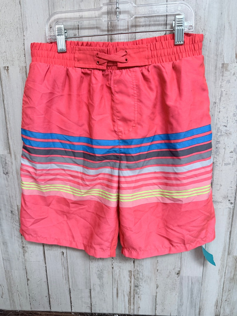 CORAL THEREABOUTS STRIPE SWIM SHORTS, BOY 10/12 HUSKY