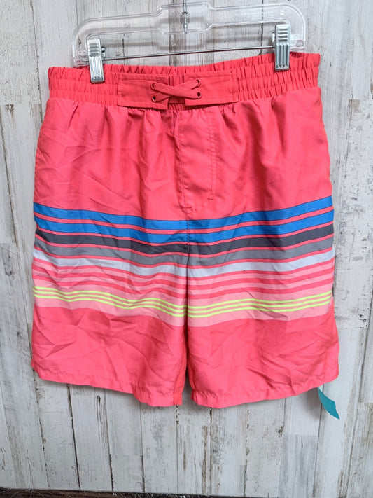 CORAL THEREABOUTS STRIPE SWIM SHORTS, BOY 10/12 HUSKY