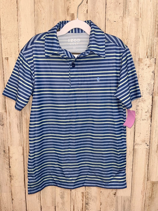 BLUE IZOD DRY FIT STRIPE POLO, BOY 8