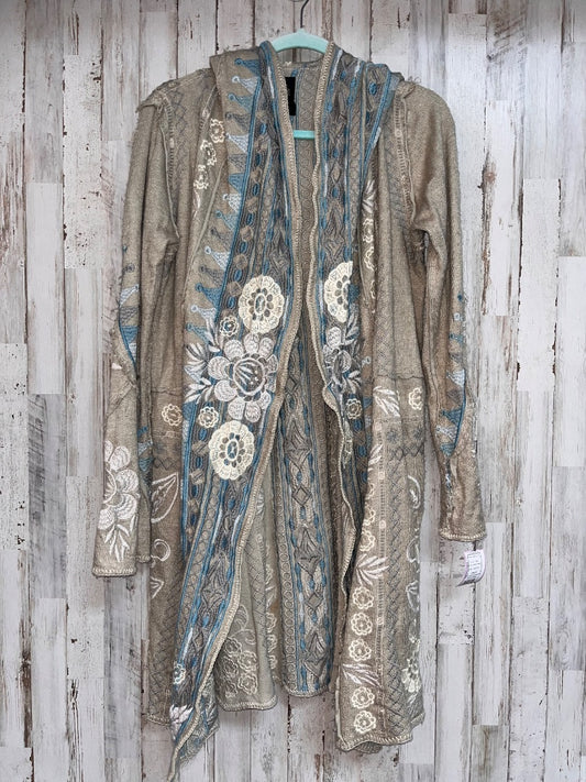 TAN JOHNNY WAS EMBROIDERED HOODED OPEN JACKET, LADIES S